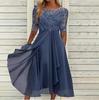 Dresses For Women Elegant Lace Chiffon Flowy Dress Evening Party Gown Half Sleeve Lace Chiffon Dress