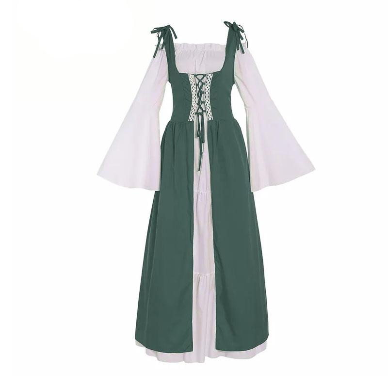 European Medieval Retro Court Princress Cosplay Renaissance Medieval Irish Costume Over Dress Vampire Long Dress