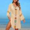 New Patchwork Flower Block Beach Dress Fabric Flower Beach Vacation Sun Protection Smock for Women