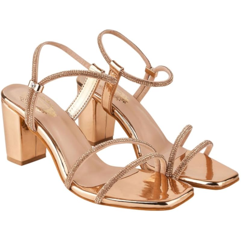 Shoetopia Девочки Туфли на каблуке-1246 Розово-золотые босоножки на каблуке - 8 UK (Девочки-Каблук-1246-Розовое-Золото)