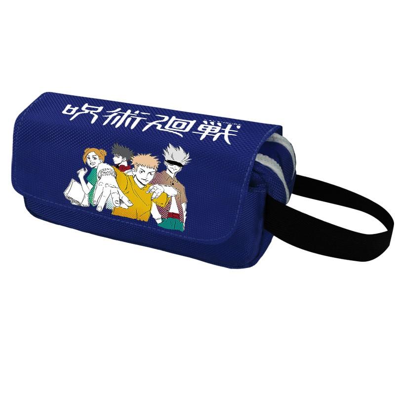 Anime Jujutsu Kaisen Pencil Case Double Zipper Large Capacity Canvas Stationery Organizer Students