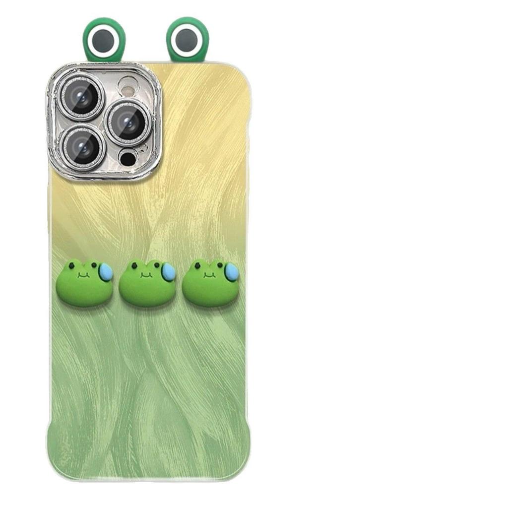 Подставка «Градиентная лягушка» подходит для iPhone 15, чехол для телефона 16promax с перьевым безрамочным дизайном и 3D-фигурка 13, которая милая