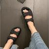 Spotted Pattern~ Spot Round Head Versatile Velcro Platform Sandals Women's Versatile Casual Flats Beach Shoes Outer Wear