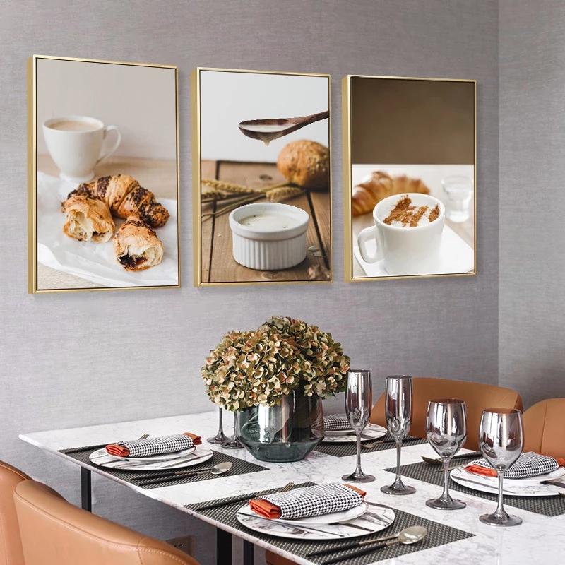 Скандинавский завтрак, еда, постер, кофе, пшеничный хлеб, черника, вафли, холст, картина, модульные настенные художественные фотографии, украшение для кухни