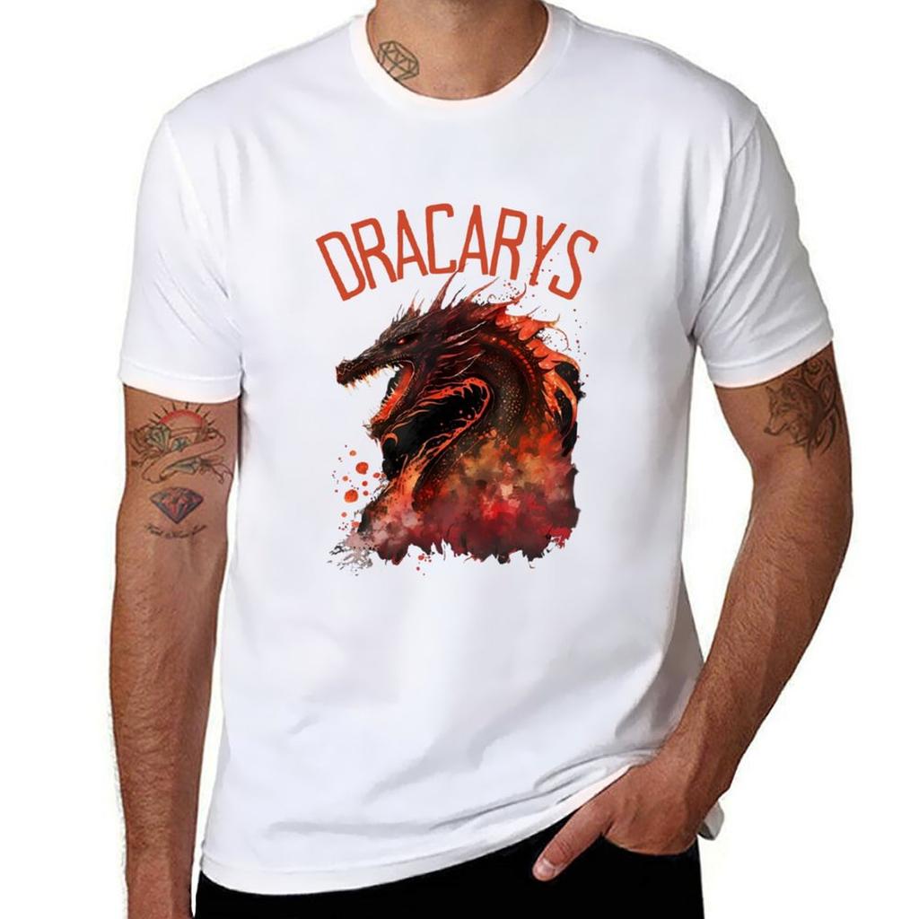 Dracarys - Dragon - Fire and Blood - Fantasy Dragon T-Shirt t shirts for man pack white man t shirt cotton high quality T-Shirt