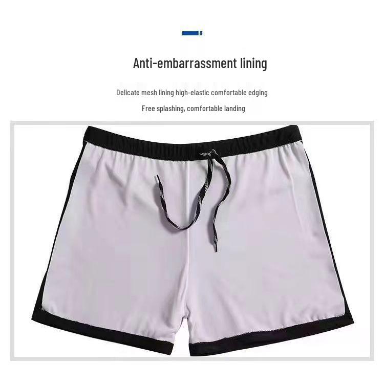 Men's Quick-Dry Swim Trunks Set: Swimwear with Loose Square Leg, Professional Swim Goggles & Cap Included