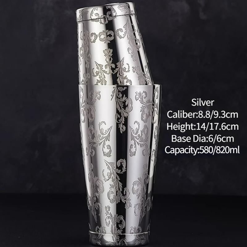 Барный шейкер для коктейлей Бостонский шейкер Нержавеющая сталь Шейкер с гравировкой Барный аксессуар Инструменты бармена Для дома и бара