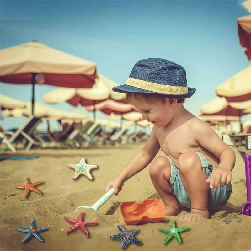 Аутентичные модели морских звезд для детей, развивающие пляжные игрушки, красочный ПВХ набор