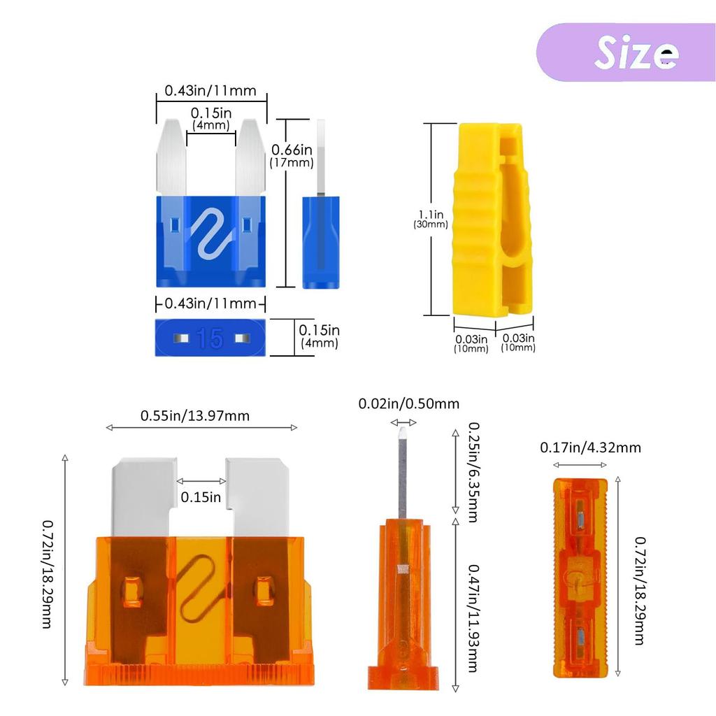 Набор из 50 автомобильных предохранителей, стандартного и мини-размера, профессиональный улучшенный смешанный