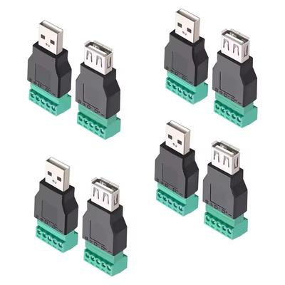Разъем USB 2.0 типа A на 5-контактную винтовую клемму, штекерный и гнездовой, разъем USB2.0 с экраном