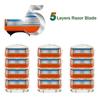 Бритвенные лезвия для бритвы Fusion 5, сменные головки, кассеты для бритвы для лица, 5 слоев, лезвие из нержавеющей стали для мужчин