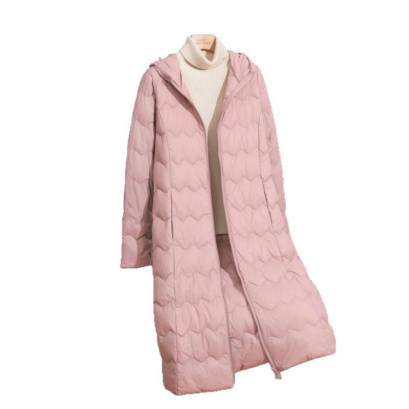 2025 Women's Slim Fit Wave Pattern Down Jacket with Hood