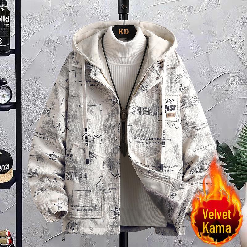 Модный двубортный мужской пальто из искусственной шерсти с бархатной подкладкой