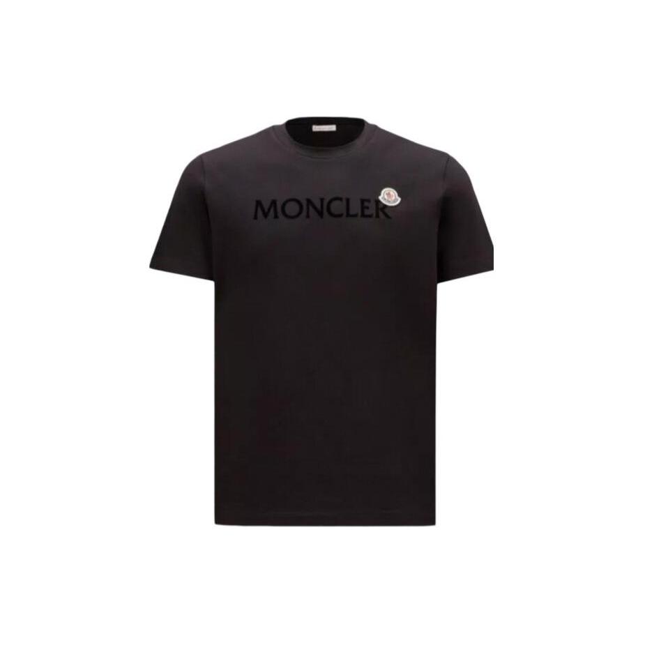 Moncler Men Flocked-logo Cotton T-shirt Black H20918C000258390T999