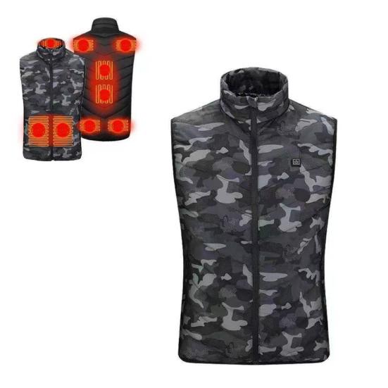 Men Heated Puffer Vest USB Electric Graphite Heating Windproof Thermal Waistcoat Winter Outdoor Activities Down Cotton Vest Coat