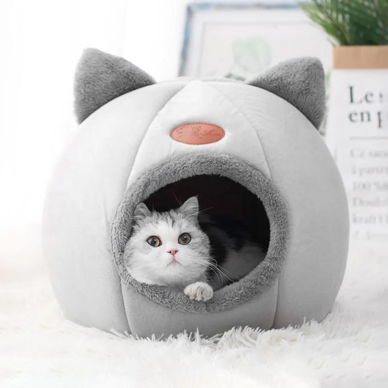 Последний Уютный Глубокий Сон Зимой Кровать для Кошки Маленький Коврик Корзина Маленький Домик для Собаки Товары Палатка для Животных Уютная Пещера Гнездо Внутри Cama Gato