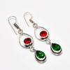 Chrome Diopside, Garnet Gemstone 925 Silver Plated Jewelry Earring 2.27"