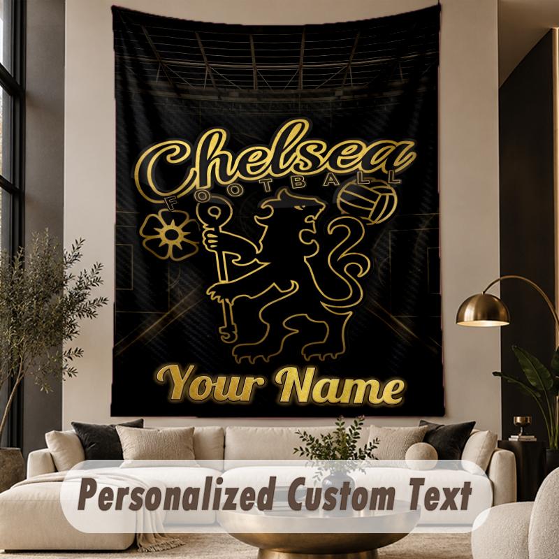 Custom Text Tapestry Chelsea FC Print Wall Tapestry Indoor Living Room Wall Decor