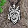 Tibetan Silver Wolf Head Pendant Necklace Amulet Animal Viking Gift