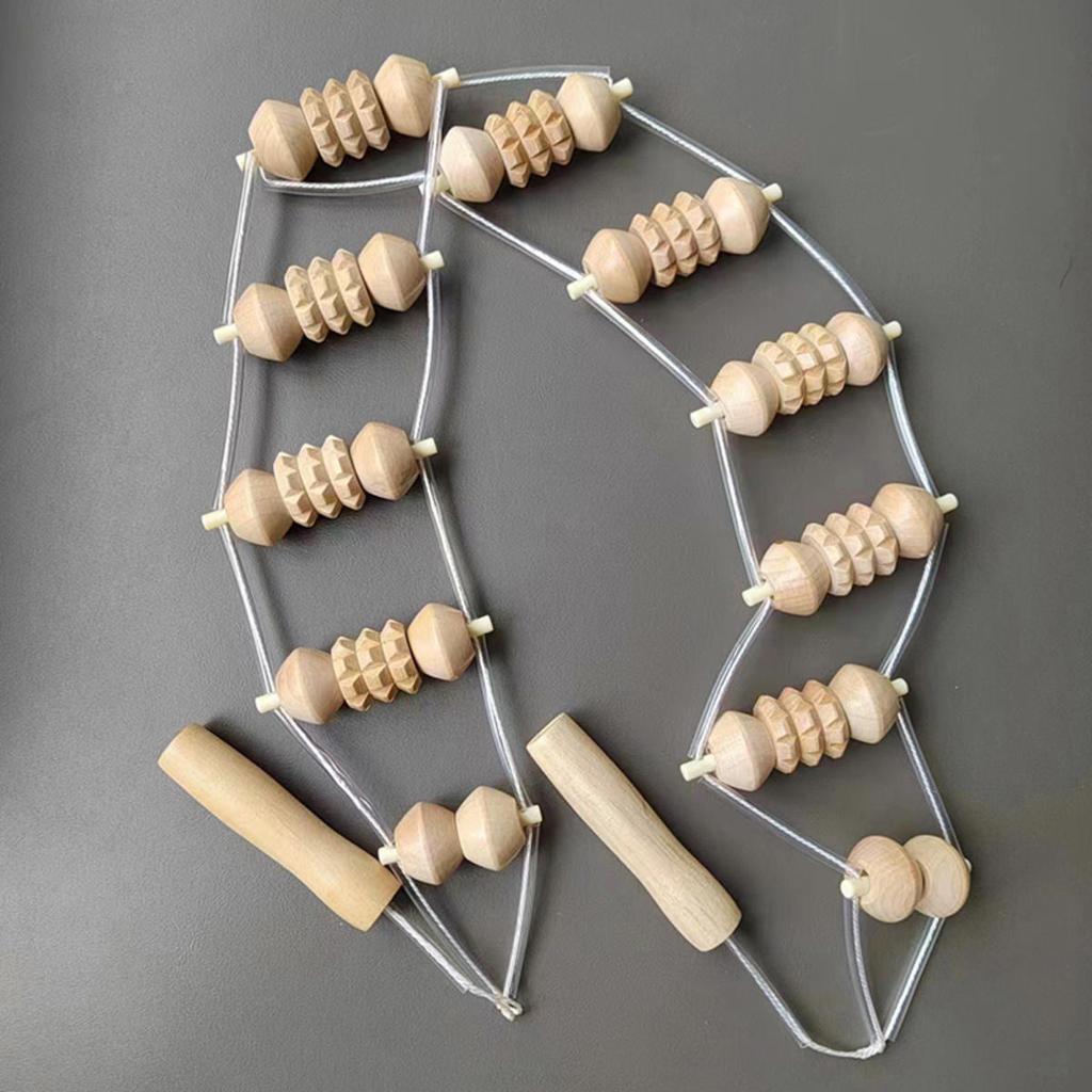 Wooden Massage Roller Rope Eliminate Local Fat Relaxation Muscle Roller Massager Portable Burrfree Lymphatic Drainage Massager