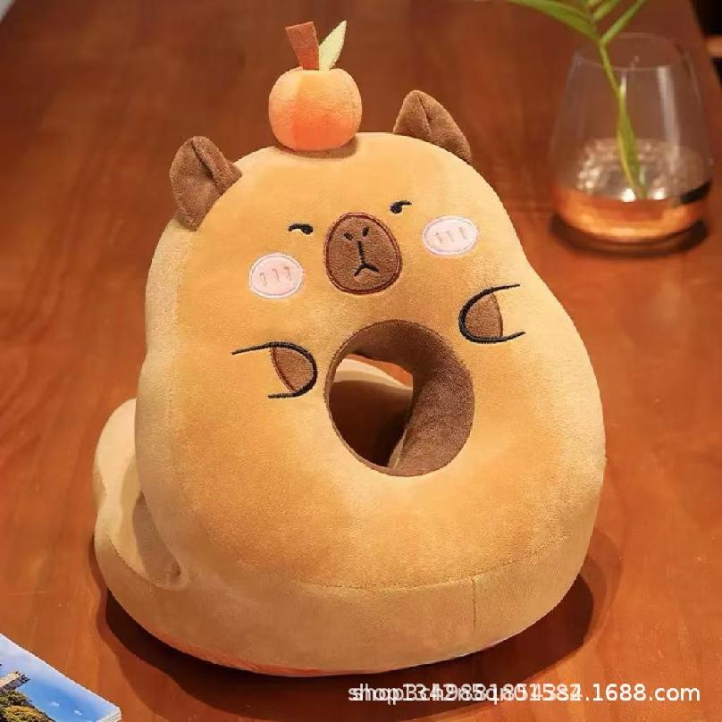 Hot Plush Capybara Sleeping Pillow Cartoon Capibara Cushion For Office Chair Waist Backrest Sofa Home Decor Gifts