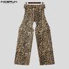 INCERUN Men Elastic Waist Briefs Cutout Leopard Party Club Long Pants Trousers