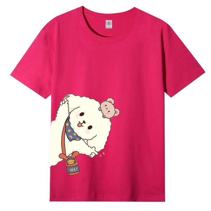 Летняя женская хлопковая футболка с короткими рукавами, свободная футболка с круглым вырезом и принтом