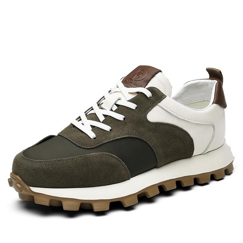 Обувь Мужская модная обувь Новая мужская обувь Подошва-платформа Легкая спортивная и повседневная обувь Кожа с тканью Обувь Форреста Гампа Контрастный цвет b