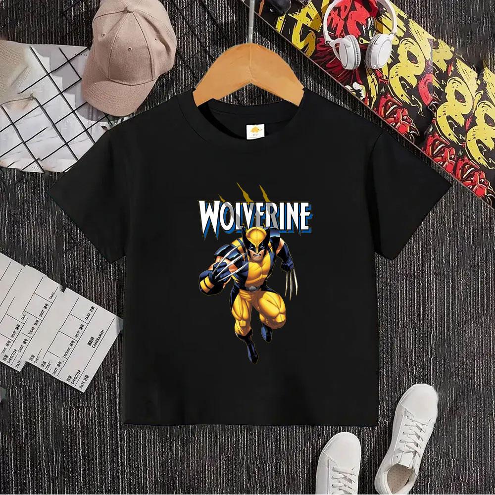 Police Wolverine Logan Cartoon Animation Fashion 2026 Summer Children's T-shirt Cotton Cartoon Sports Top