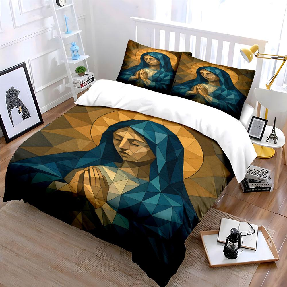 Geometric Virgin Mary illustration. Bedding sets Duvet cover sets Duvet covers Pillowcases(1*Duvet Cover 2*Pillowcases without duvet insert)