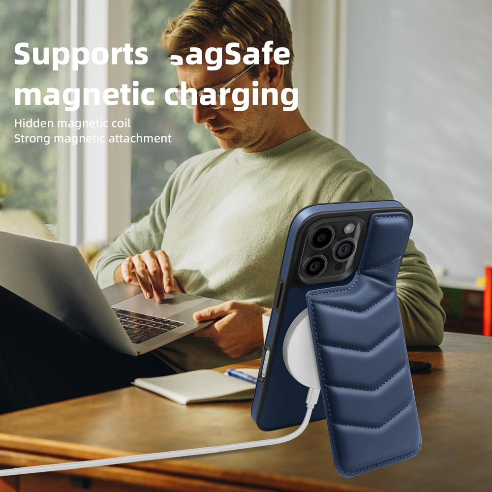 KEYSION Роскошный чехол из искусственной кожи с карманом для карт MagSafe для iPhone 16 Pro Max, чехол с магнитной подставкой для iPhone15 Pro Max