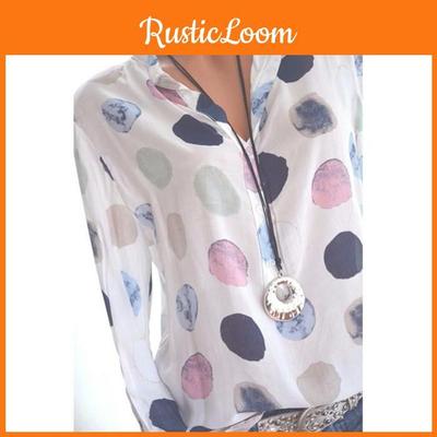 Элегантная женская модная шифоновая блузка с принтом в горошек и длинными рукавами-рубашками