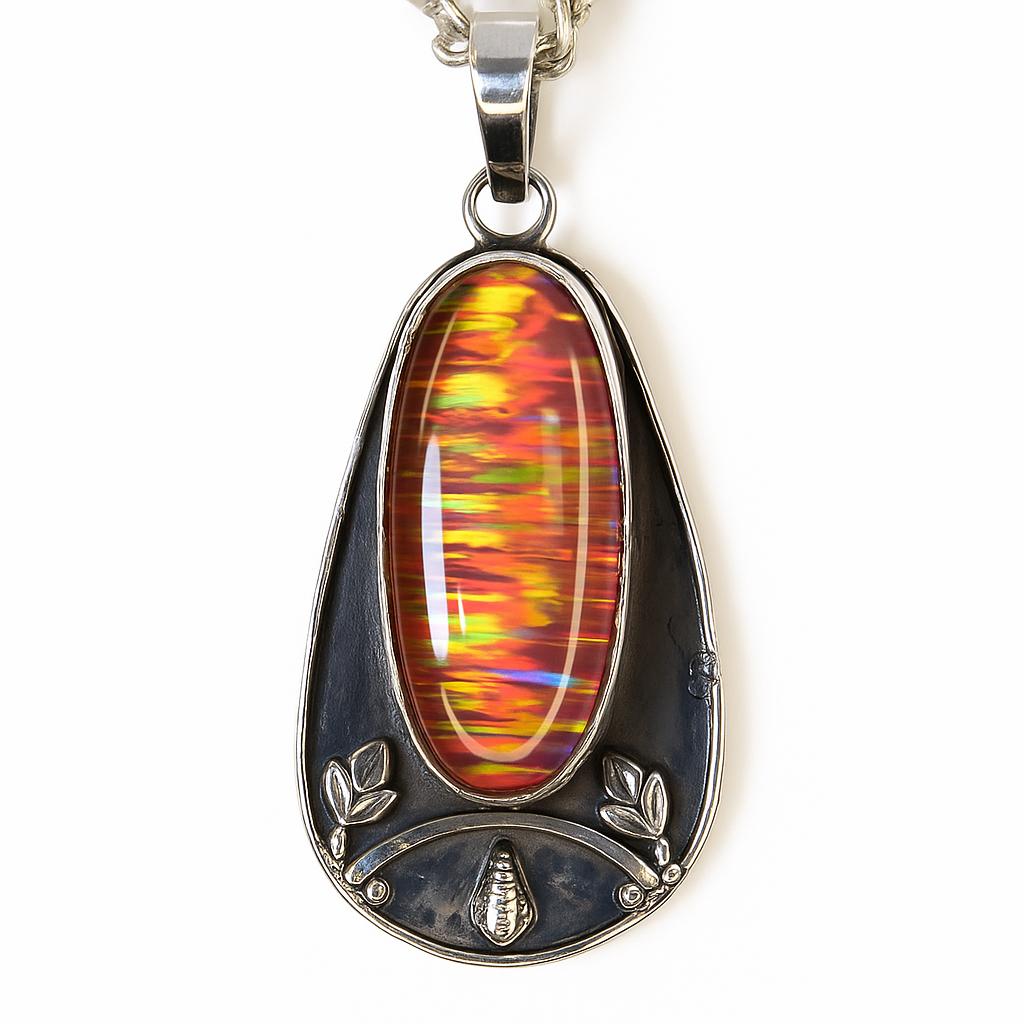 Natural Opal Pendant 925 Sterling Silver 47 ct Oval Gemstone for Him October Birthday Birthstone