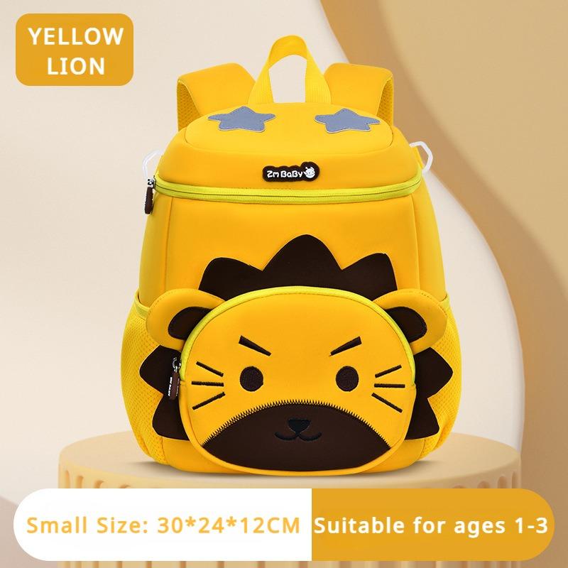 Autumn Winter New Kindergarten Schoolbag Three-dimensional Cartoon Lion Cat SBR Waterproof Satchel Lightweight Bucket Backpack for Boy 1-6 Years Old