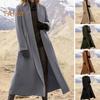 Женское зимнее пальто с отложным воротником и открытыми плечами, ветровка, свободный кардиган длиной до икры, шерстяное пальто для улицы
