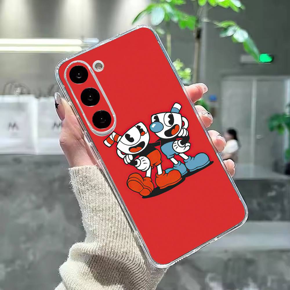 Cute CupHead And MugMan Phone Case For Samsung Galaxy A91,80,73,72 ,71,53,52,32 ,31,22,21s,20,Transparent Case
