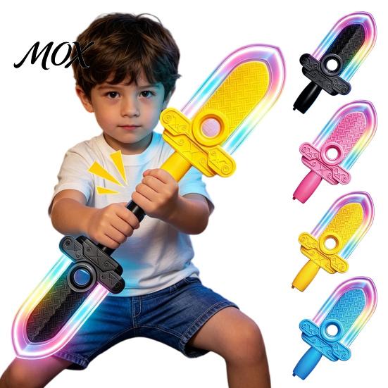 Neon Spinner Gifts for Boys 4-in-1 Spinning Fidget Lightsaber Toy, LED Colorful Light Up Rotatable Blade with Fun Desk Toys Anxiety Motion Sensor