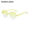 Cat Eye Sunglasses Rimless Sun Glasses For Women Trendy Transparent Candy Color Eyewear Fashion Party Costume Accessories