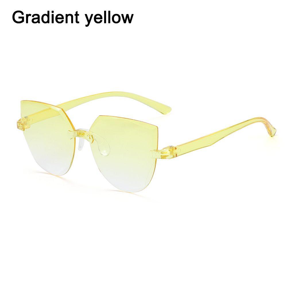 Cat Eye Sunglasses Rimless Sun Glasses For Women Trendy Transparent Candy Color Eyewear Fashion Party Costume Accessories