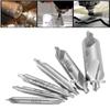 6pc High-Speed Steel Center Drill Set - Spiral Groove Chamfering Tool with Fixed Point, Full Grinding.
