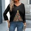 Women's Casual Fashionable Sexy Comfortable V-Neck Christmas Three-Quarter Sleeve Top