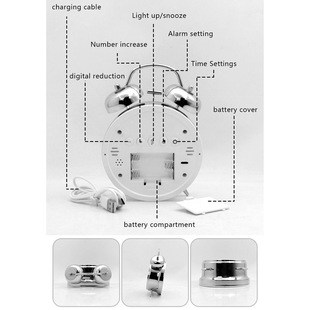 Extra Large Sound LED Electronic Clock Multifunctional Simple Number Display Smart Alarm Clock Non-Ticking Night Light