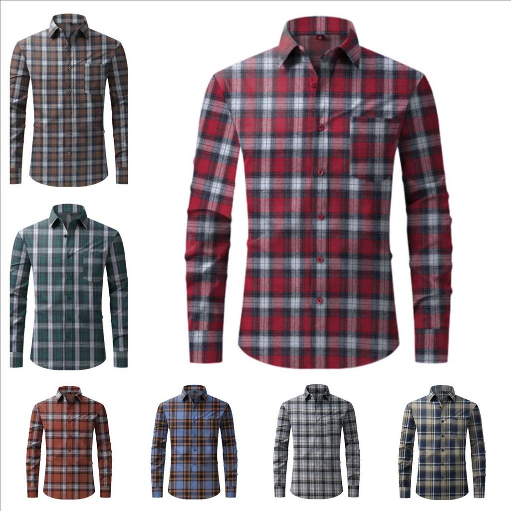 Plaid Men's Shirt New Long-sleeved Cardigan