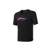 Li Ning Badminton Series Logo Print Quick-Dry Cool Short Sleeve Drop Shoulder T-Shirt Unisex T-Shirts Black AHSU469-1