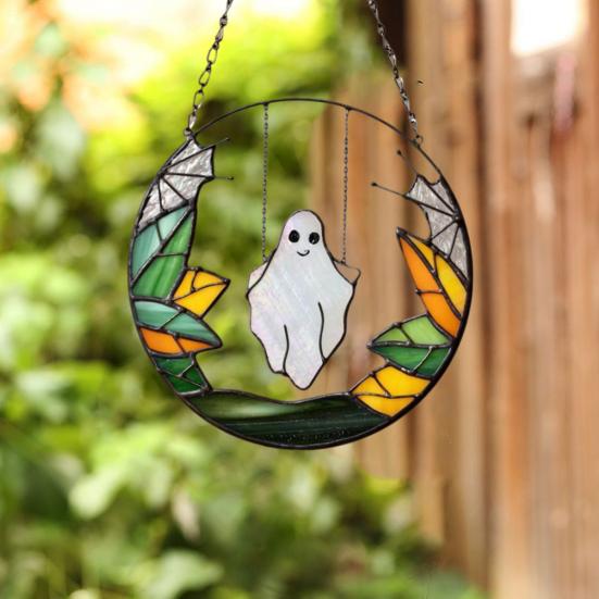 Хэллоуин Качели Призрак Подвесные Украшения Дома Офис Внутреннее Уличное Акриловое Витражное Стекло