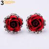 Серьги-гвоздики с цветком розы и стразами для женщин, ювелирные изделия для пирсинга, очаровательный подарок