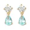 [L4296] - Gold Plated 'Sissi' Aquamarine Earrings - 15x6 Mm
