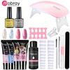 Mobray 15/8/5PCS Poly Extention Gel Set For Manicure Gel Extension Set Color Nail Tip Form Crystal UV Gel Slice Brush Nail Gel