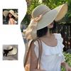 Big Hat Brim Wavy Lace Bow Knitted Straw Hat Women Travel Sun Protection Sun Hat Beach Sun Hat