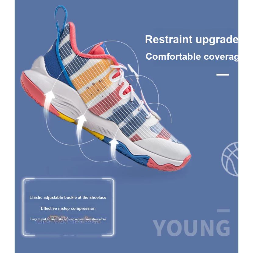 Li-Ning Cloud Sonic 8 Basketball Shoes Kids Sneakers White Blue Red YKBS046-41